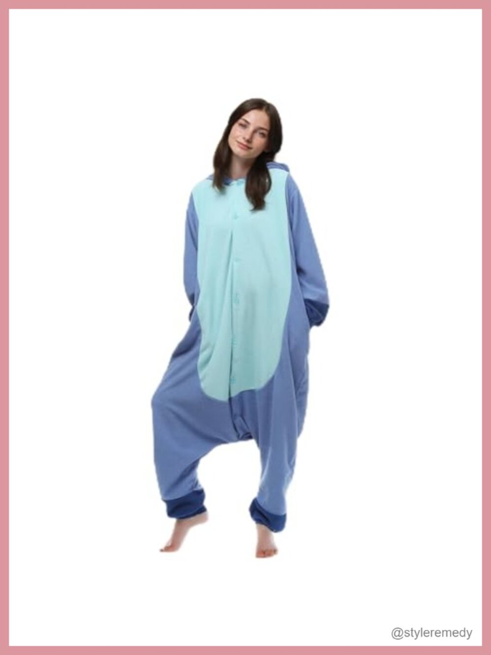 Unisex Adult Stitch Dog Onesie Hooded One-Piece Pajama Costume Loose Fit